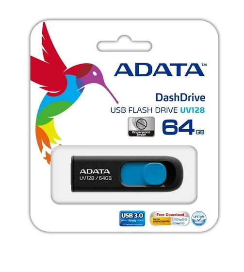 تصویر فلش مموری ای دیتا با ظرفیت 64 گیگابایت ا DashDrive-UV128-USB-3.0-Flash-Memory-64GB DashDrive-UV128-USB-3.0-Flash-Memory-64GB