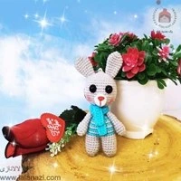 تصویر عروسک بافتنی آویز خرگوش پسر ( کد 90018 ) 