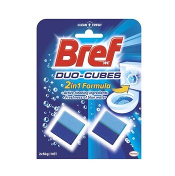 تصویر قرص خوشبو وضدعفونی کننده معکبی2عددی توالت فرنگی برف Bref Duo Cubes 2 In 1 Formula Cleaner 
