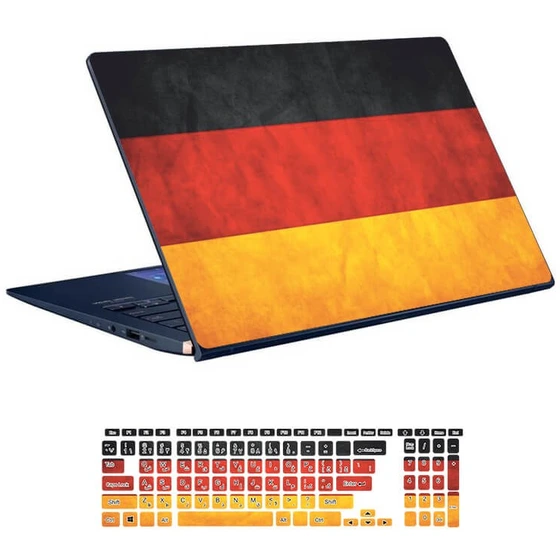 تصویر اسکین لپ تاپ طرح آلمان کد ۰۱ به همراه استیکر کیبورد 