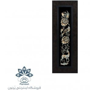 تصویر تابلو قلم‌زنی برجسته اصفهان با طرح گل و مرغ در ابعاد 19 در 54 سانتیمتر 