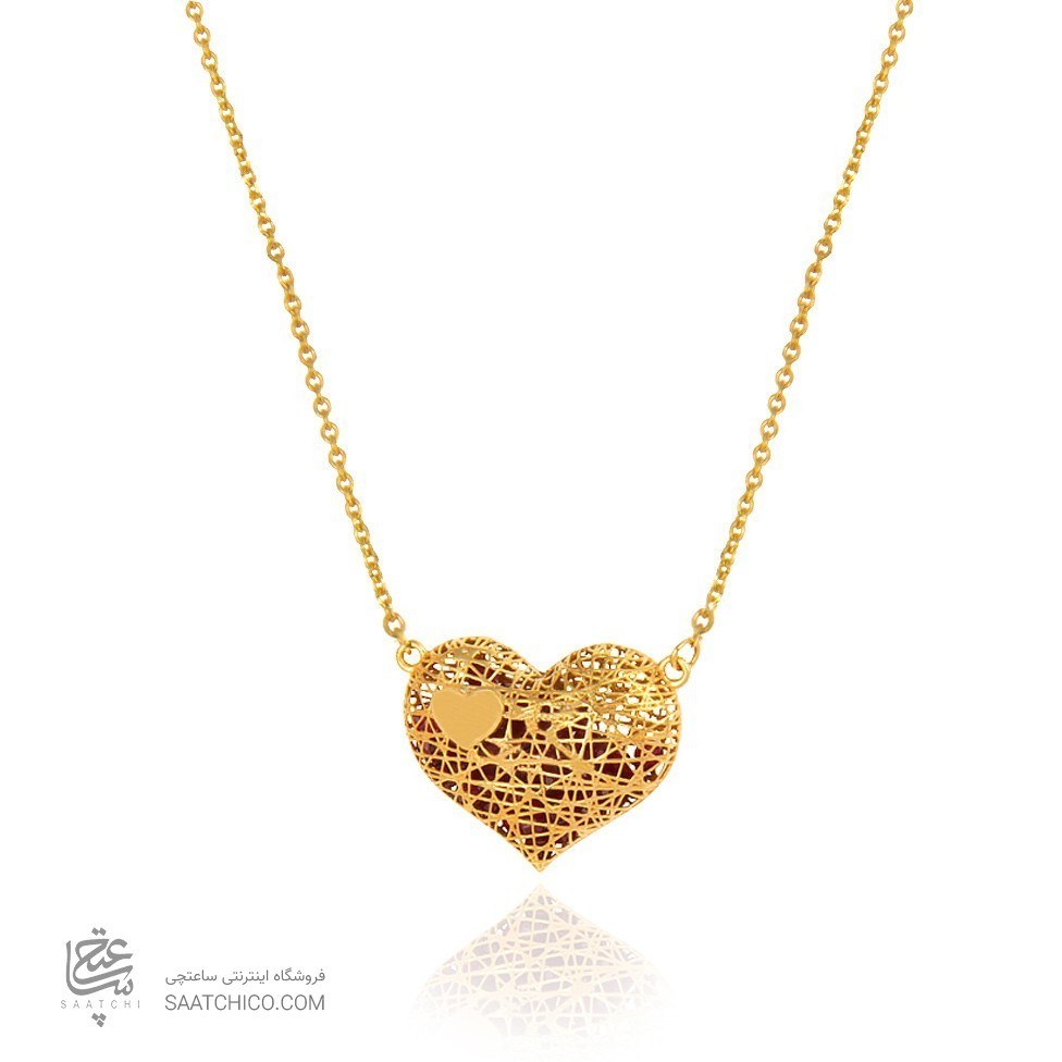 تصویر گردنبند طلا زنانه طرح قلب فیوژن توپر کد CN371 