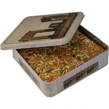 تصویر سوهان عسلی تخته ای 500 گرمی جعبه فلزی 