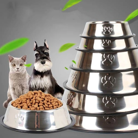تصویر ظرف استیل آب و غذا سگ و گربه مدل پنجه 
