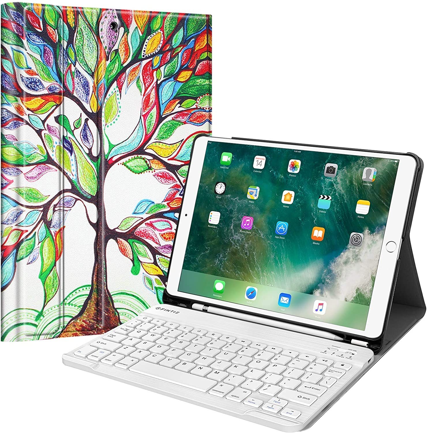 iPad Air 1/2 Slim Shell Stand Cover w/Magnetically Detachable Wireless Bluetooth Keyboard for iPad 6th / 5th Gen Fintie iPad 9.7 2018 2017 / iPad Air 2 / iPad Air Keyboard Case Moroccan Love 