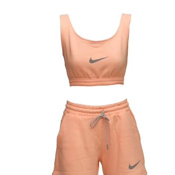 تصویر ست نیم تنه شورتک زنانه نایک - شیری / XL ا Nike shorts bustier set Nike shorts bustier set