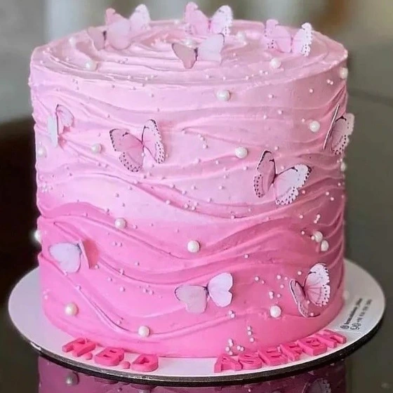 تصویر کیک تولد پروانه های صورتی - سفید / یک کیلویی ا cake_tavallod_parvane_haye_soorati cake_tavallod_parvane_haye_soorati