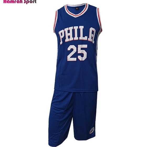 تصویر لباس بسکتبال NBA تیم فیلادلفیا - ست لباس و شورت رنگ آبی 
