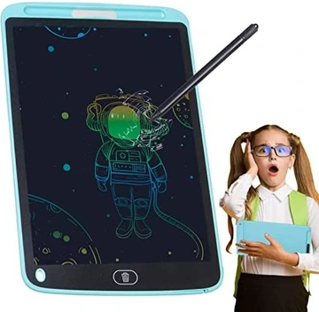 تصویر تخته دودل تبلت ال سی دی: تبلت های نقاشی رنگارنگ 10.5 اینچی آموزش اسباب بازی های آموزشی – پدهای الکترونیکی قابل استفاده مجدد برای دختران پسر و بزرگسالان و کودکان بالای 3 سال (آبی) 