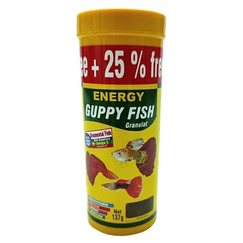 تصویر غذای ماهی انرژی مدل Guppy fish granulat وزن 137 گرم 