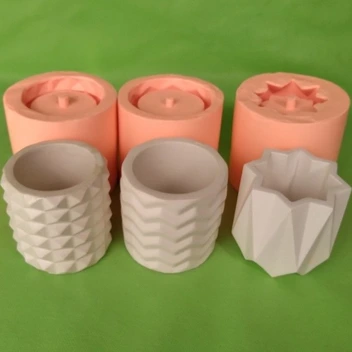 تصویر قالب سیلیکونی شمع، بتن، سنگ مصنوعی،اکسسوری، شات و گلدان سه تایی 