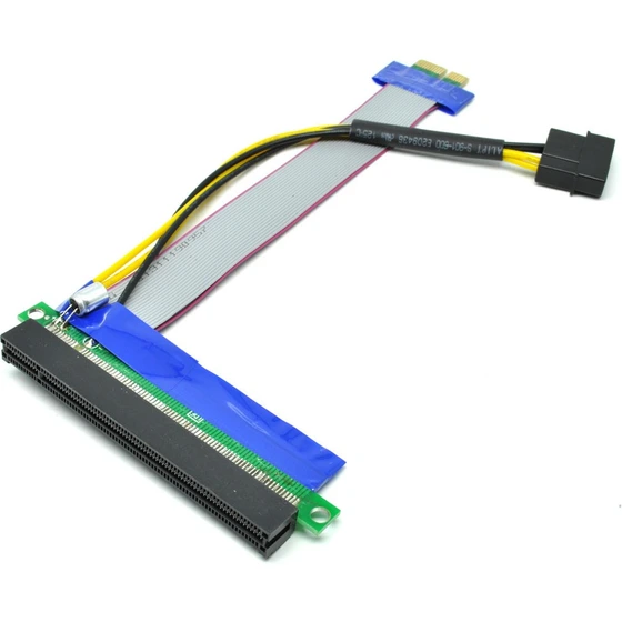 تصویر کابل فلت تبدیل PCI-E 1X به PCI-E 16X گرافیک با کابل برق 