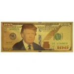تصویر اسکناس 100 دلار آمریکا طرح دونالد ترامپ روکش آب طلا 