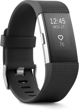 تصویر Fitbit Charge 2 Heart Rate + Fitness Wristband, Black, Large (US Version), 1 Count Black Large (Pack of 1) 
