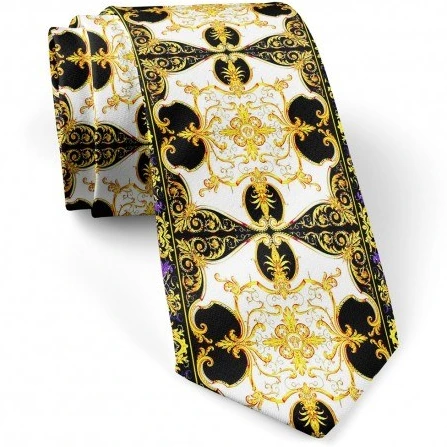 تصویر کراوات مردانه ورساچه سیاه طلایی 