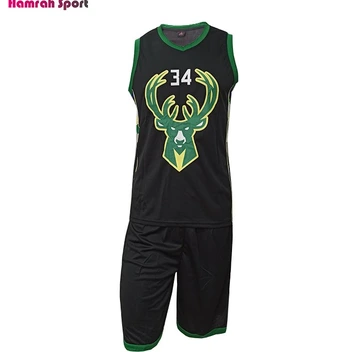 تصویر لباس بسکتبال NBA تیم میلواکی - ست لباس و شورت رنگ مشکی 