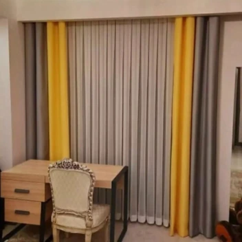 تصویر پرده پانچ پذیرایی و اتاق خواب مخمل فرانسوی ساده و مدرن قد290 هر1 متر 