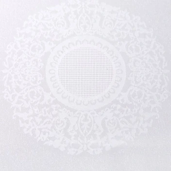 تصویر رومیزی ژاگارد رزین تاژ 6 نفره گرد قطر 180 طرح رمانس سفید 