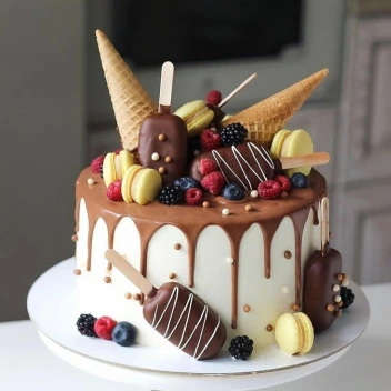تصویر کیک بستنی وانیلی شکلاتی - سفید / یک کیلویی ا cake_bastani_vanili_shocolati cake_bastani_vanili_shocolati