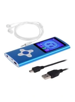 تصویر پخش کننده MP4 با هدفون و کابل USB XYQ51214121BU_U00491 آبی/سفید 
