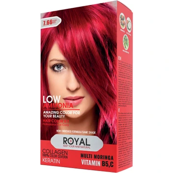 تصویر کیت رنگ مو قرمز یاقوتی رویال کد 7.66 