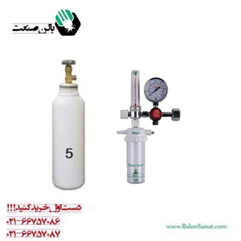 تصویر کپسول 5 لیتری ایرانی به همراه مانومتر اکسیژن 
