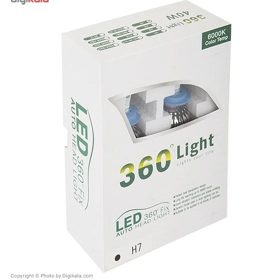 تصویر لامپ سی او بی خودرو 360 لایت مدل H7 ا 360 Light H7 COB LED Headlight 360 Light H7 COB LED Headlight