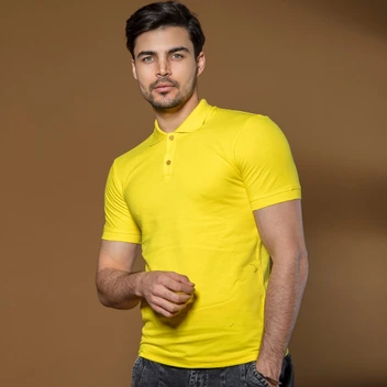 تصویر تیشرت یقه دار دو دکمه جودون مردانه رنگی نیکوتن پوش 