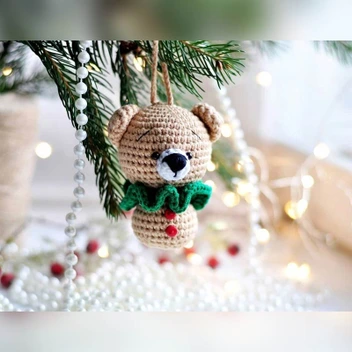 تصویر عروسک حیوان بافتنی خرس کریسمس 