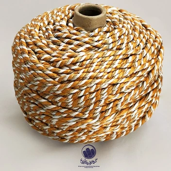 تصویر طناب رنگی و کنفی طلایی سفید و کنف 4 میلی متر ا Colored jute rope 4mm Colored jute rope 4mm