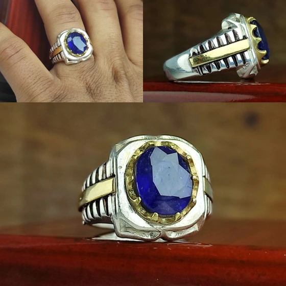تصویر انگشتر یاقوت کبود اصل ا Original sapphire ring Original sapphire ring