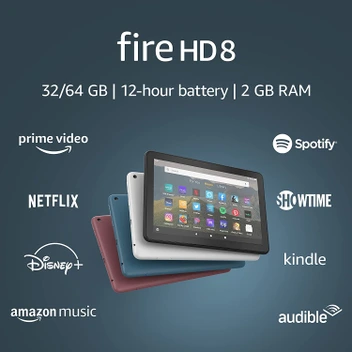 تصویر تبلت آمازون مدل فایر اچ دی 8 اینچی 64 گیگابایتی ا Fire HD 8 tablet, 8" HD display, 64 GB, (2020 release), designed for portable entertainment, Black 64 GB Lockscreen Ad-Supported Black Fire HD 8 Fire HD 8 tablet, 8" HD display, 64 GB, (2020 release), designed for portable entertainment, Black 64 GB Lockscreen Ad-Supported Black Fire HD 8