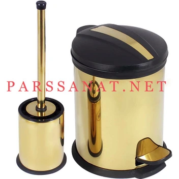 تصویر سطل و برس دستشویی طلایی 3 لیتری مدل circule 