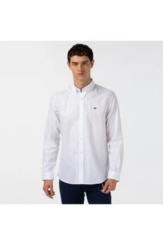 تصویر پیراهن آستین بلند مردانه سفید لاکوست CH4976 ا Erkek Slim Fit Beyaz Gömlek CH4976 Erkek Slim Fit Beyaz Gömlek CH4976
