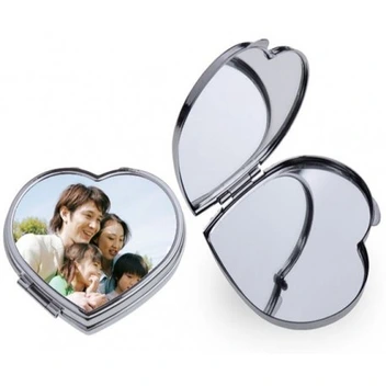تصویر آینه آرایشی مخصوص چاپ سابلیمیشن با قابلیت چاپ طرح دلخواه - آینه قلبی 