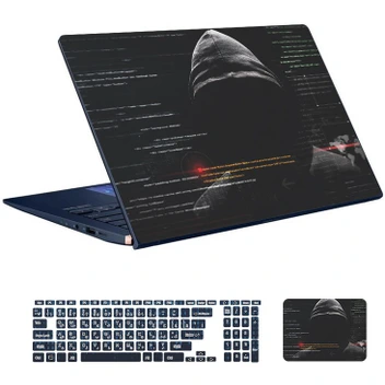 تصویر اسکین لپ تاپ طرح Hacker کد ۱۰ به همراه استیکر کیبورد 
