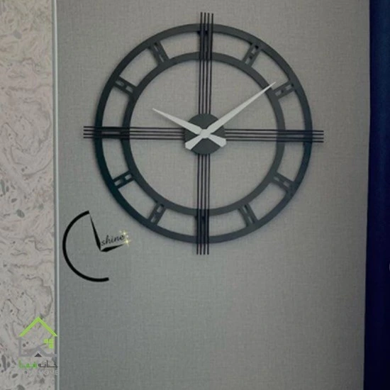 تصویر ساعت دیواری گرد فلزی پلاس 