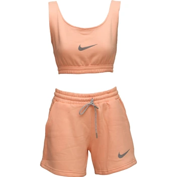 تصویر ست نیم تنه شورتک زنانه نایک - نسکافه ای / M ا Nike shorts bustier set Nike shorts bustier set