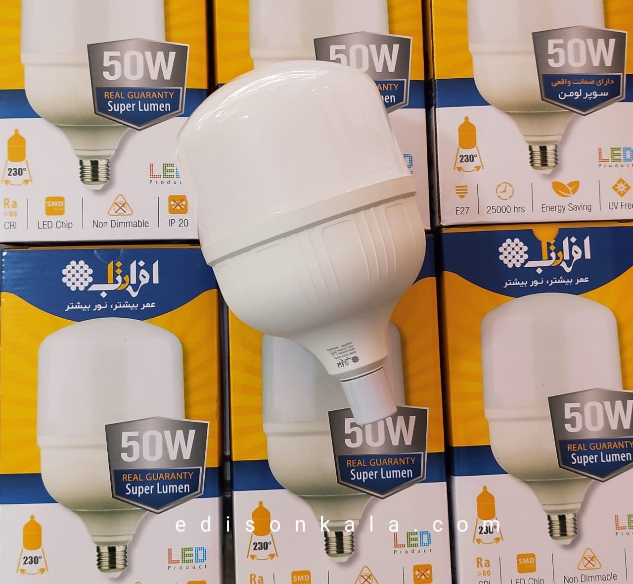 تصویر لامپ ال ای دی حبابی 50 وات افراتاب کد AF-cu-50wap ا Afratab AF-cu-50wap LED bulb 50w Afratab AF-cu-50wap LED bulb 50w