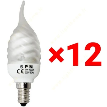 تصویر پکیج 12 تایی لامپ شمعی فوق کم مصرف 9 وات SPN 