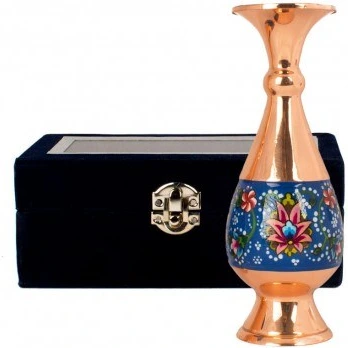 تصویر گلدان کوچک کادویی مس و پرداز با جعبه مخمل - صنایع دستی 50 