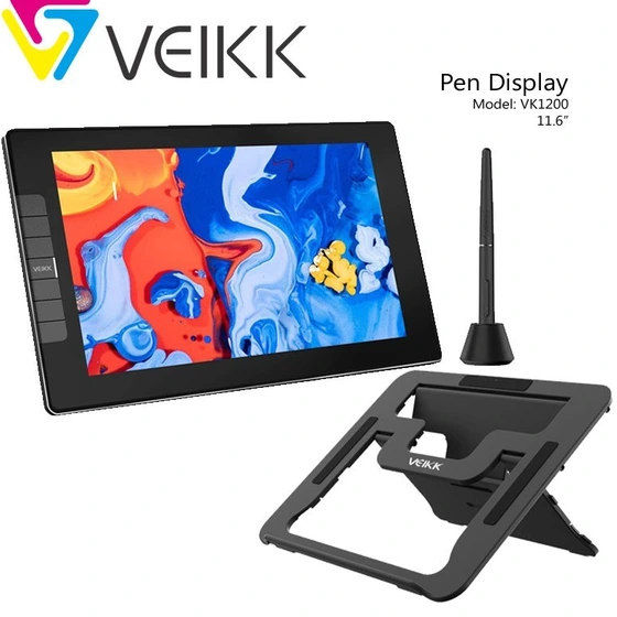 تصویر قلم و نمایشگر ویک Veikk VK1200 + پایه S100 