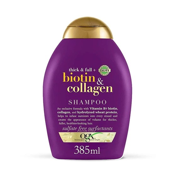 تصویر شامپو بیوتین و کلاژن او جی ایکس OGX اصل ضد ریزش و ضخیم کننده مو ا OGX Thick & Full Biotin & Collagen Shampoo 385m OGX Thick & Full Biotin & Collagen Shampoo 385m