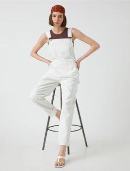 تصویر سرهمی جین جیب دار زنانه سفید کوتون Koton (ساخت ترکیه) 