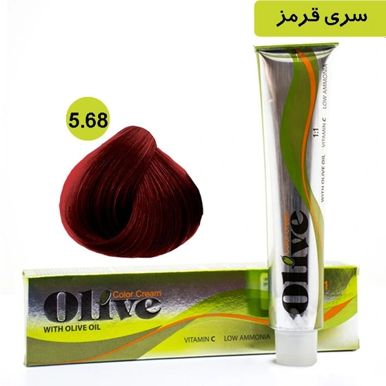 تصویر رنگ موی الیو سری قرمز شماره Olive 5.68 
