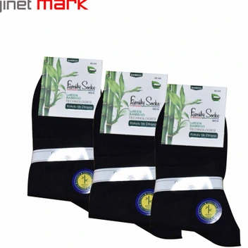 تصویر جوراب مردانه و زنانه نیم ساق بامبو پک ۳ عددی رنگ مشکی 