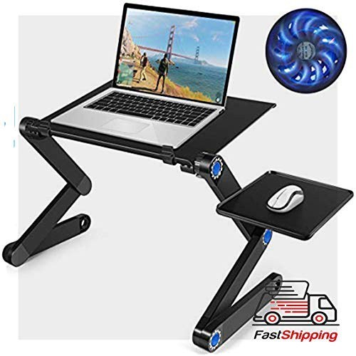 8AM Adjustable Laptop Stand Portable Laptop Table with Foldable Legs Notebook Computer Desk for Laptop Reading and Writing Lap Tray for Eating in Bed Sofa Couch Floor Medium, Black 