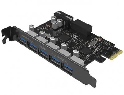 تصویر هاب USB3.0 پنچ پورت PCI-E اوریکو مدل PVU3-5O2I-V1 