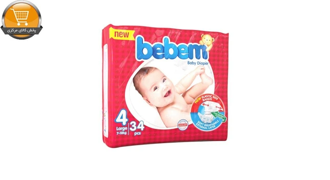 تصویر پوشک سایز 4 ببم - 34 عددی ا Bebem Size 4 Baby Diaper Pack of 34 Bebem Size 4 Baby Diaper Pack of 34