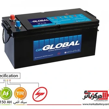 تصویر باتری 12 ولت 150 آمپر اسیدی GN GLOBAL ا GN GLOBAL 12 V 150 AH GN GLOBAL 12 V 150 AH